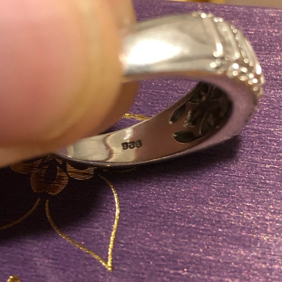 925 Unisex Genuine round and baguette Diamond ring size 6.5 - Picture 6 of 6